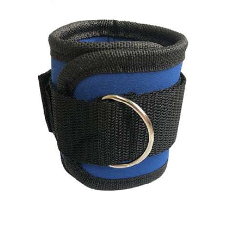 Adjustable D-ring ankle strap weights in black, pink, and blue for fitness and power lifting